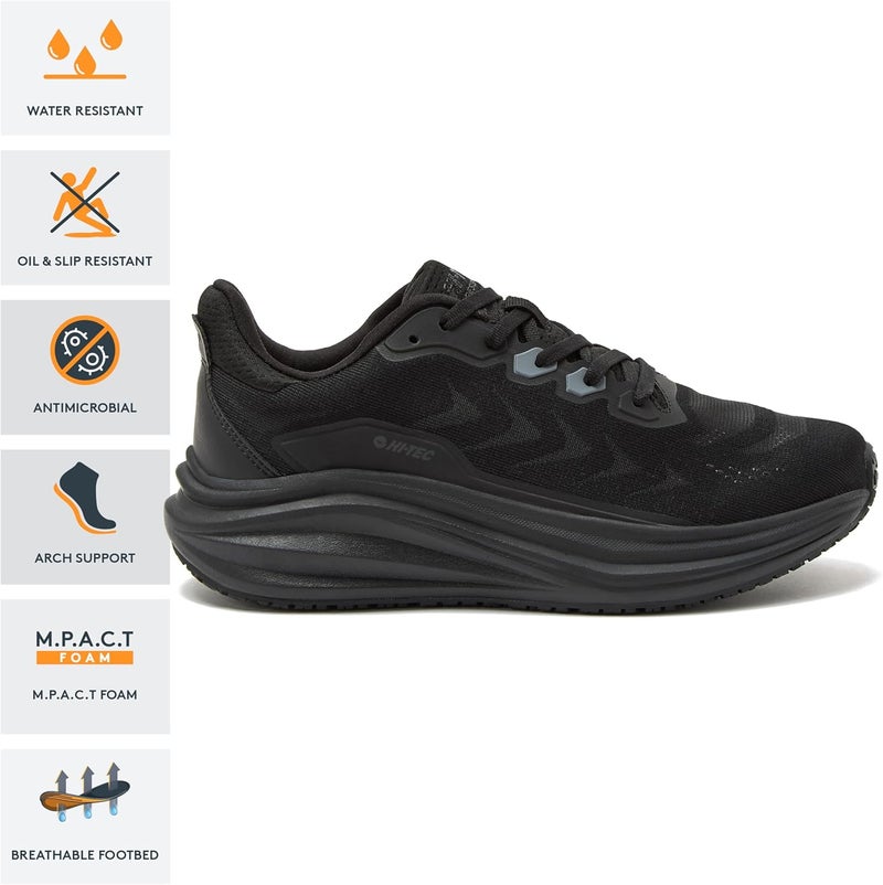 HiTEC Resist SR Runner Mesh Black Non Slip Work Shoes for Women, Comfortable Water Resistant Womens Food Service Sneakers, Medium and Wide Width, Women's Size 6-12 - Image 2